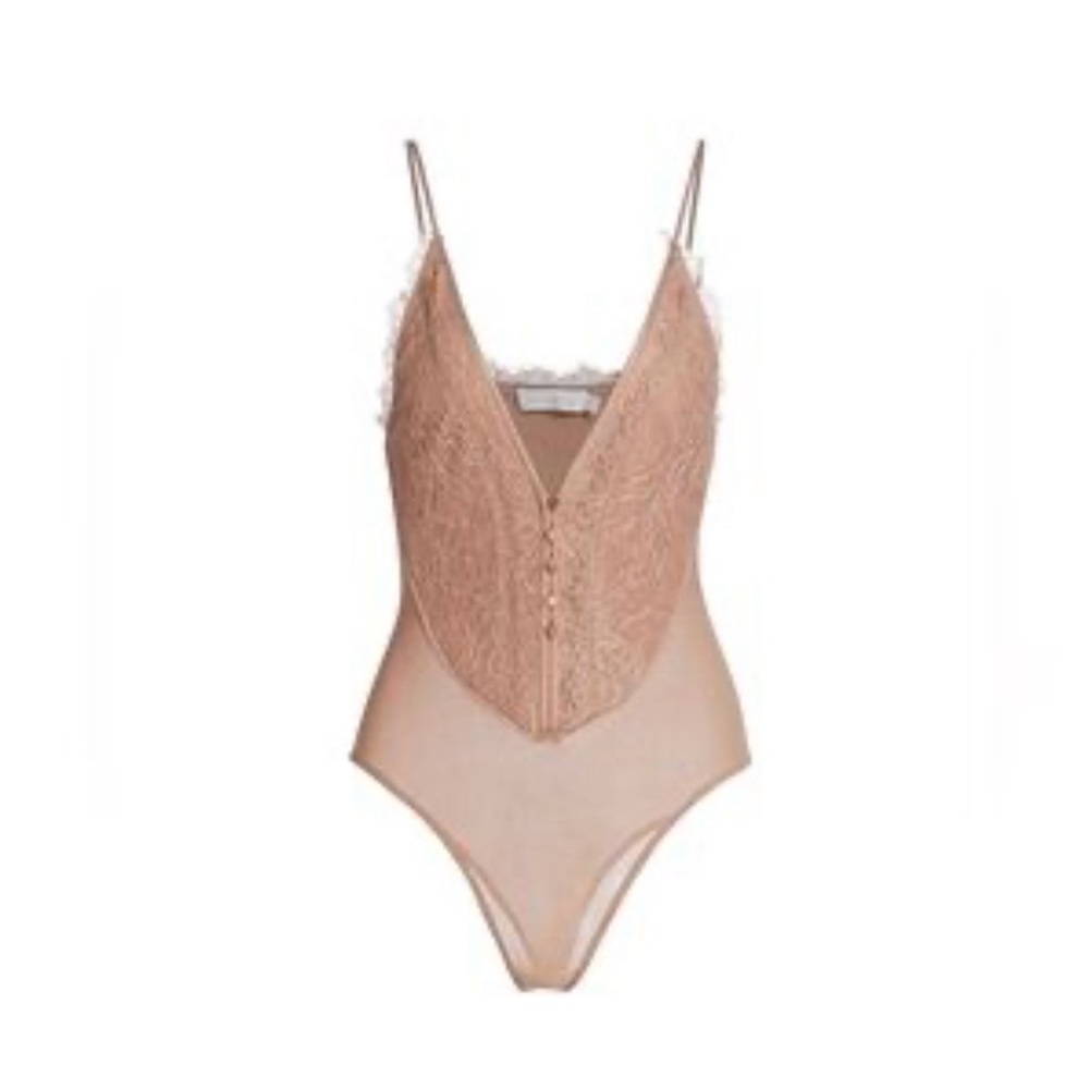 Jonathan Simkhai Lace Bodysuit in Blush. Size M